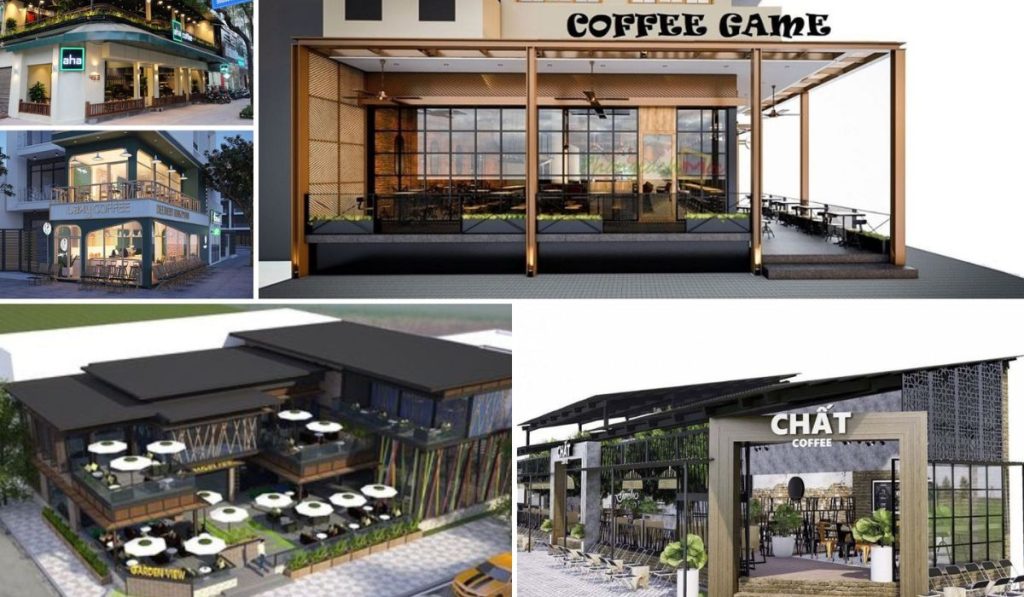 thiết kế quán cafe góc 2 mặt tiền