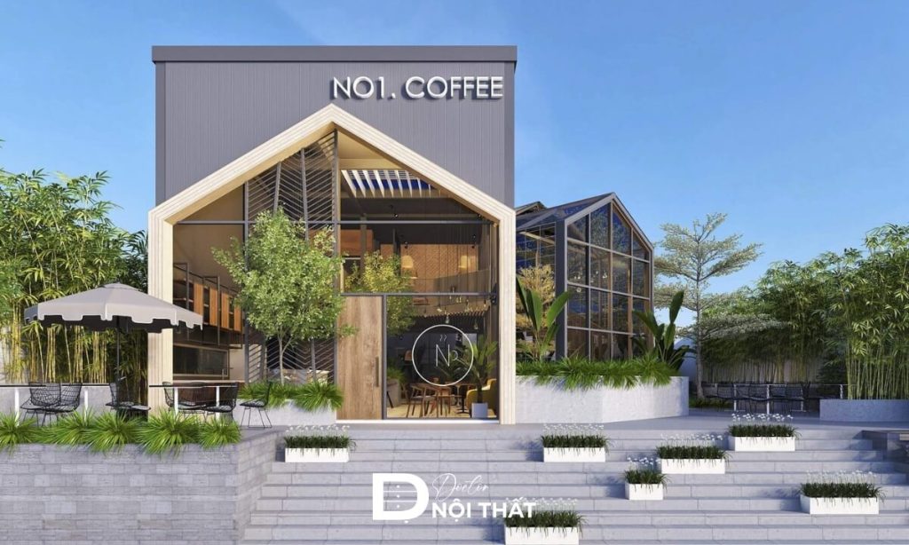 Mẫu thiết kế quán cafe mặt tiền 5m