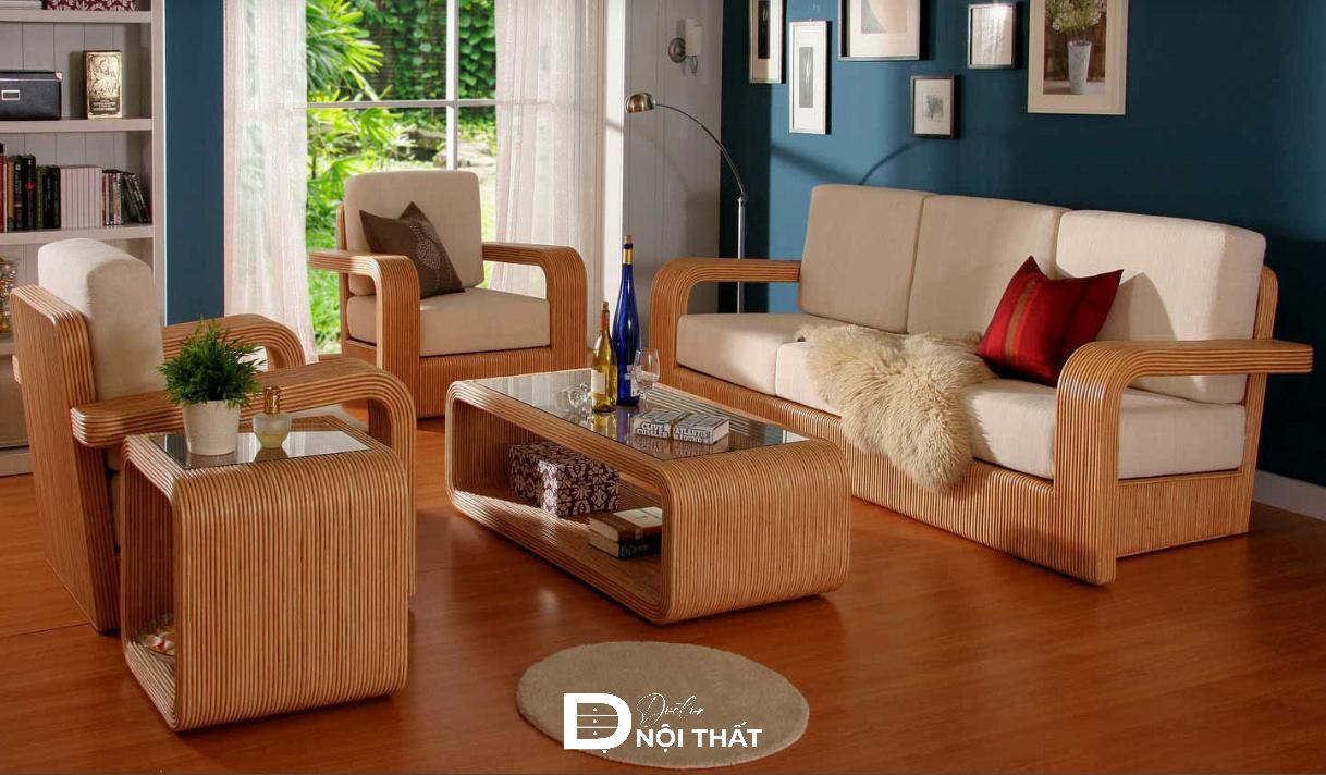 cách kê bàn ghế gỗ phòng khách nhà ống