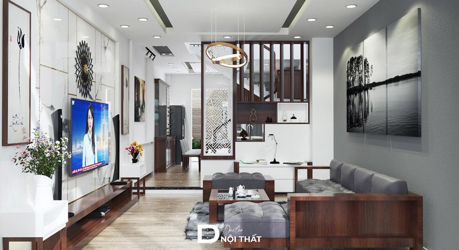 Cách kê bàn ghế gỗ phòng khách nhà ống 