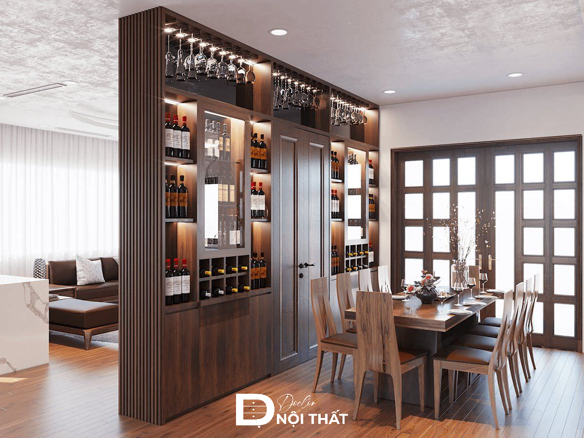 phòng khách kệ tivi kết hợp tủ rượu