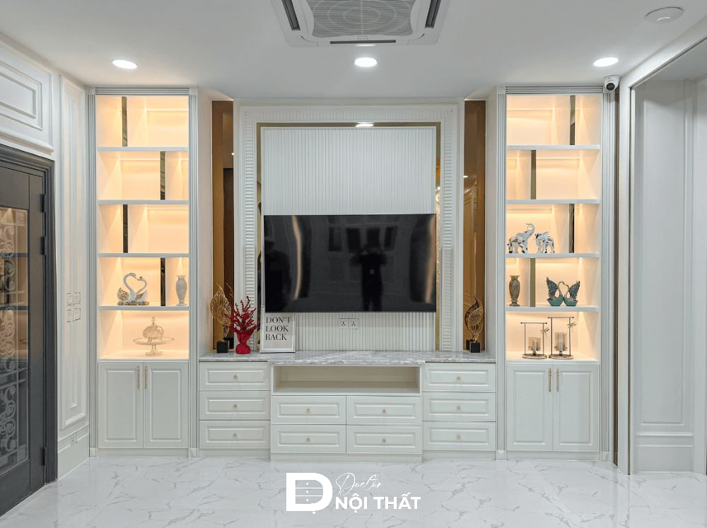 phòng khách kệ tivi kết hợp tủ rượu