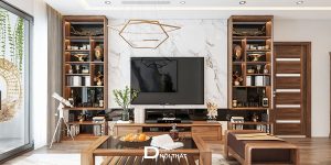 phòng khách kệ tivi kết hợp tủ rượu