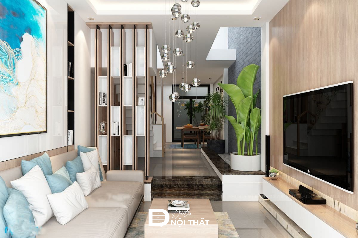 phòng khách liền bếp 20m2