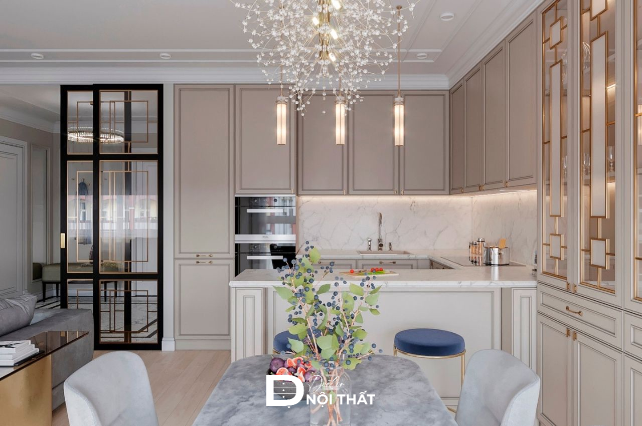 phòng khách liền bếp 20m2