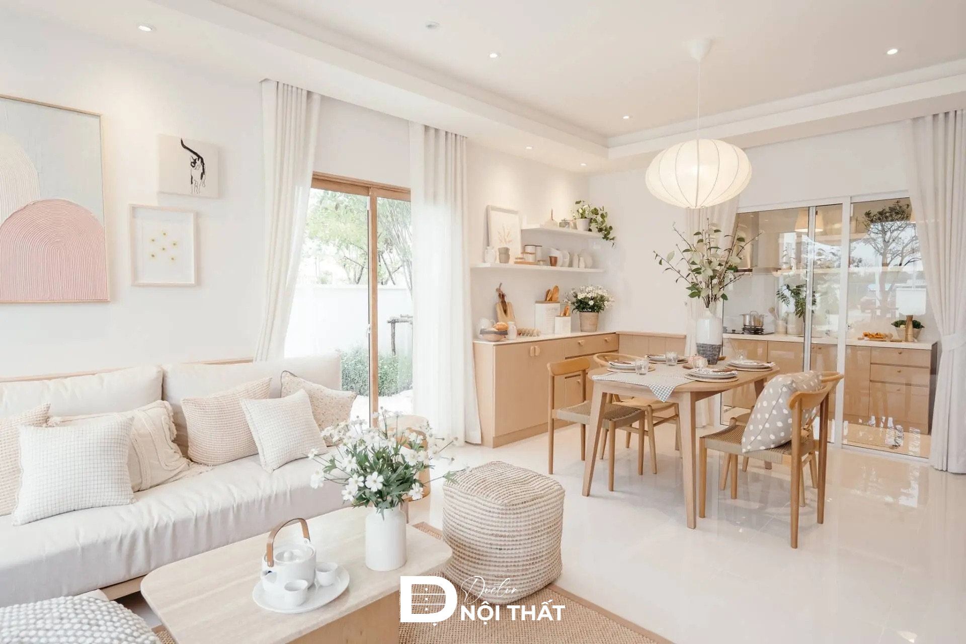 phòng khách liền bếp 20m2