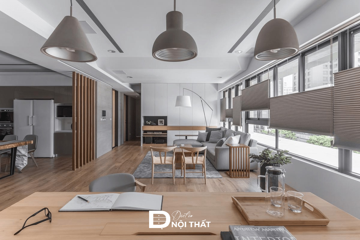phòng khách liền bếp 20m2