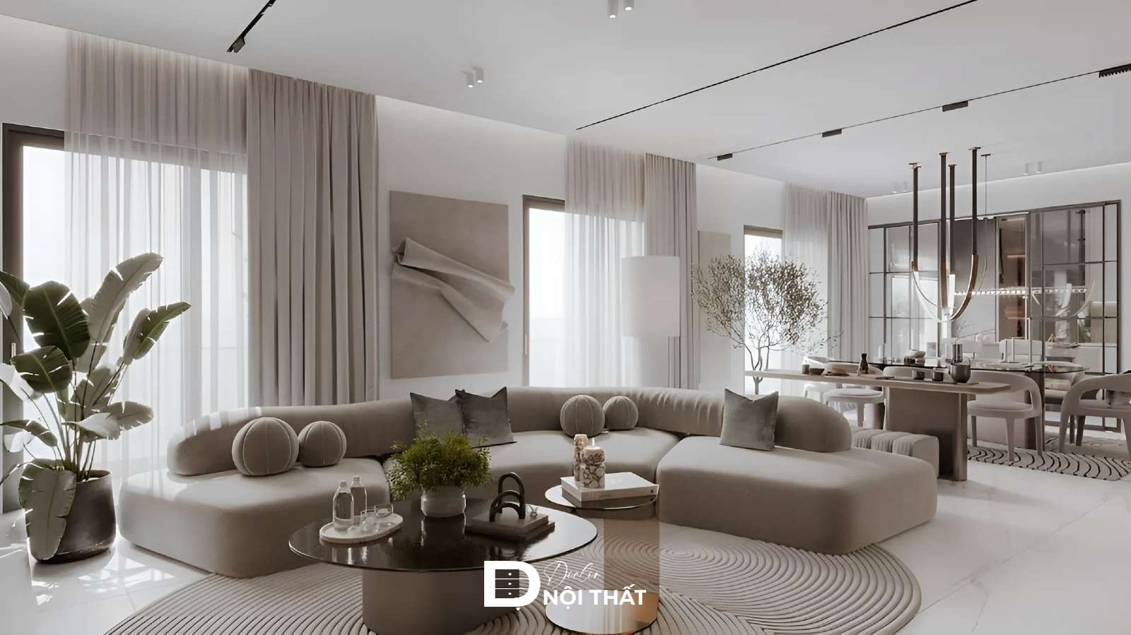 phòng khách liền bếp 20m2
