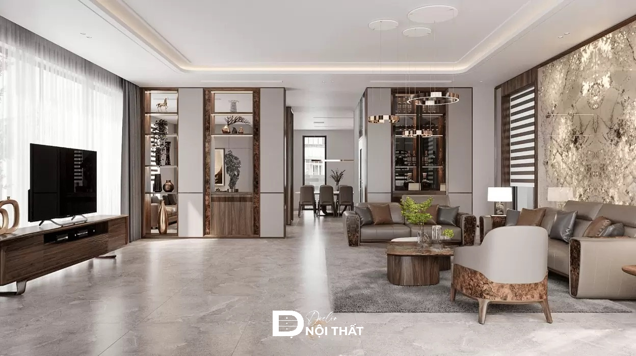phòng khách liền bếp 20m2