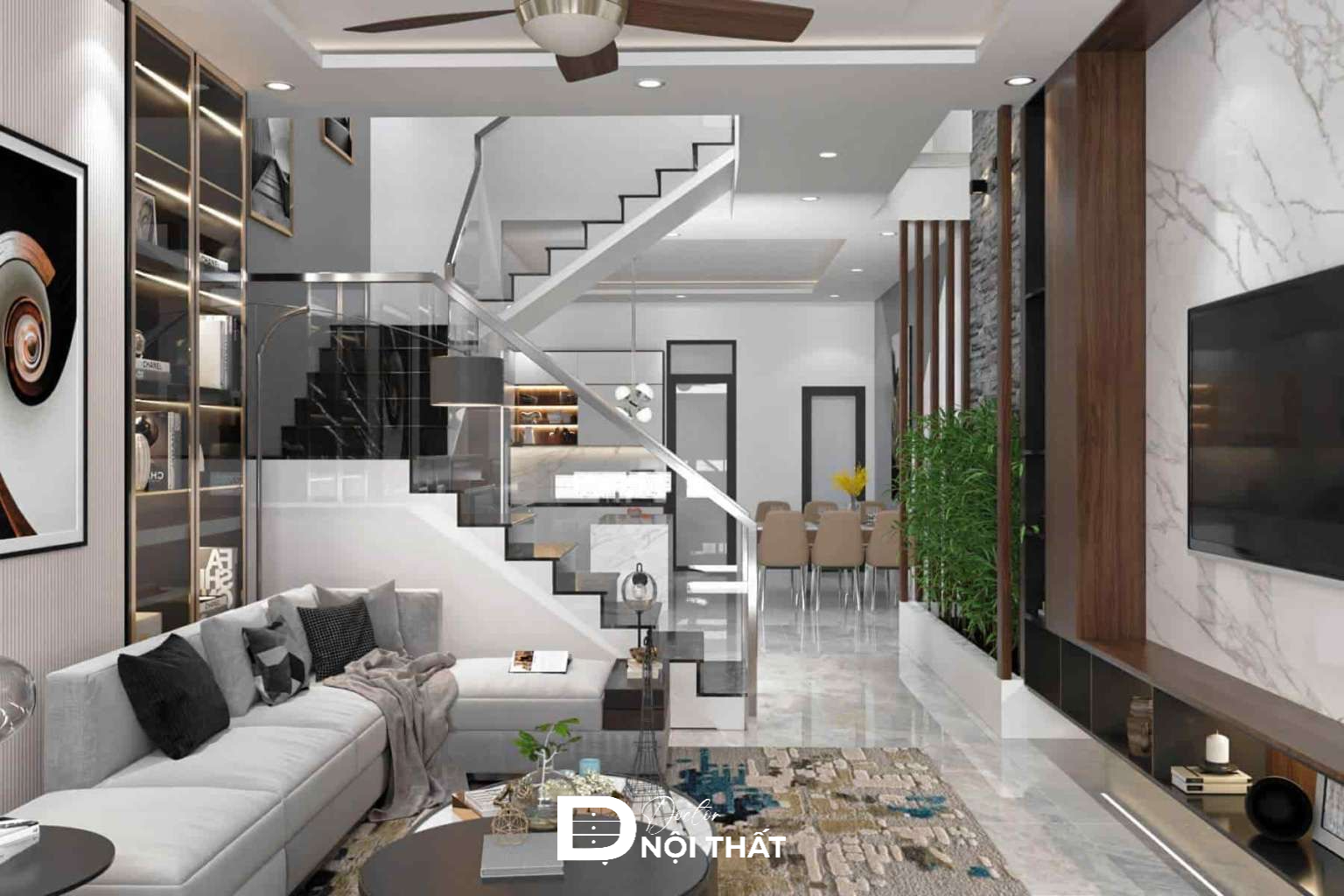 phòng khách liền bếp 20m2