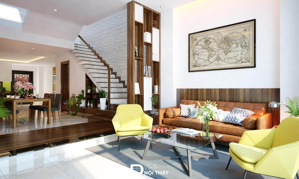 phòng khách liền bếp nhà ống