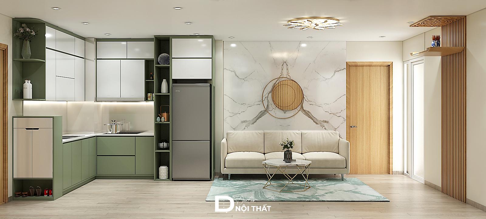 Dự án nhà bếp nhỏ thiết kế không gian mở với phòng khách 