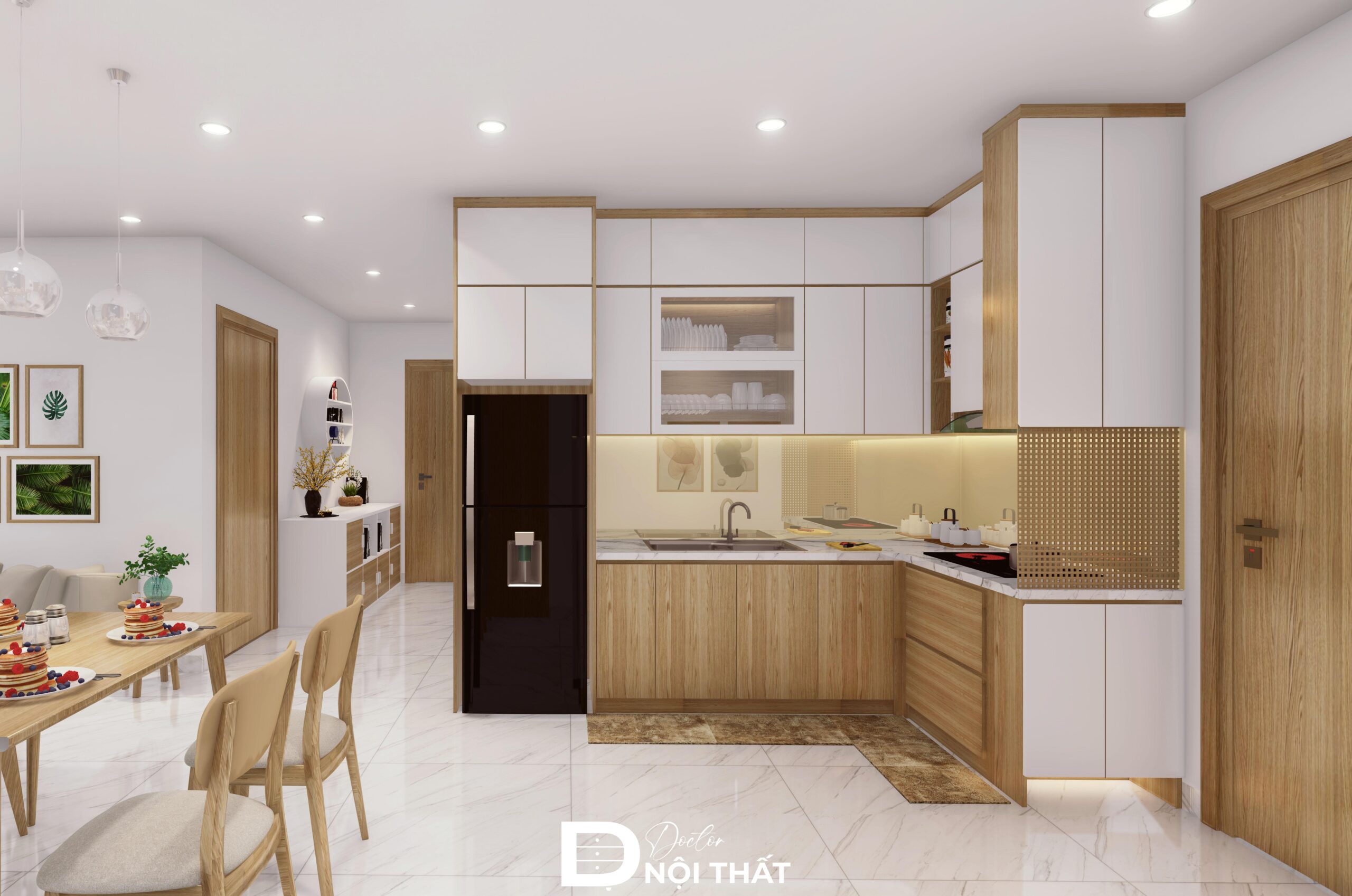 Nội thất được bố trí cân đối để tối ưu diện tích nhà bếp nhỏ
