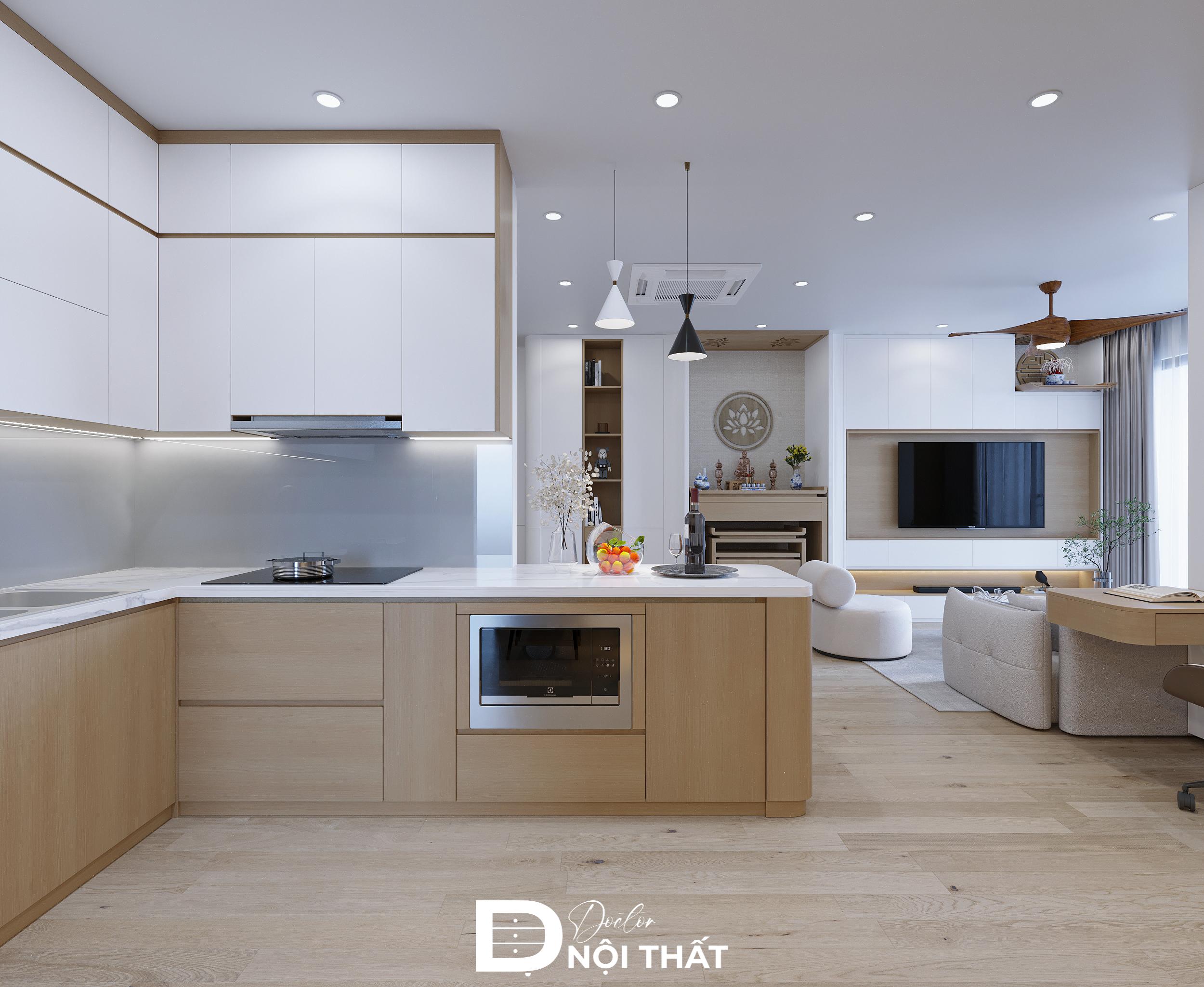 Mẫu thiết kế nội thất nhà bếp nhỏ đẹp hiện đại, đầy đủ tiện nghi