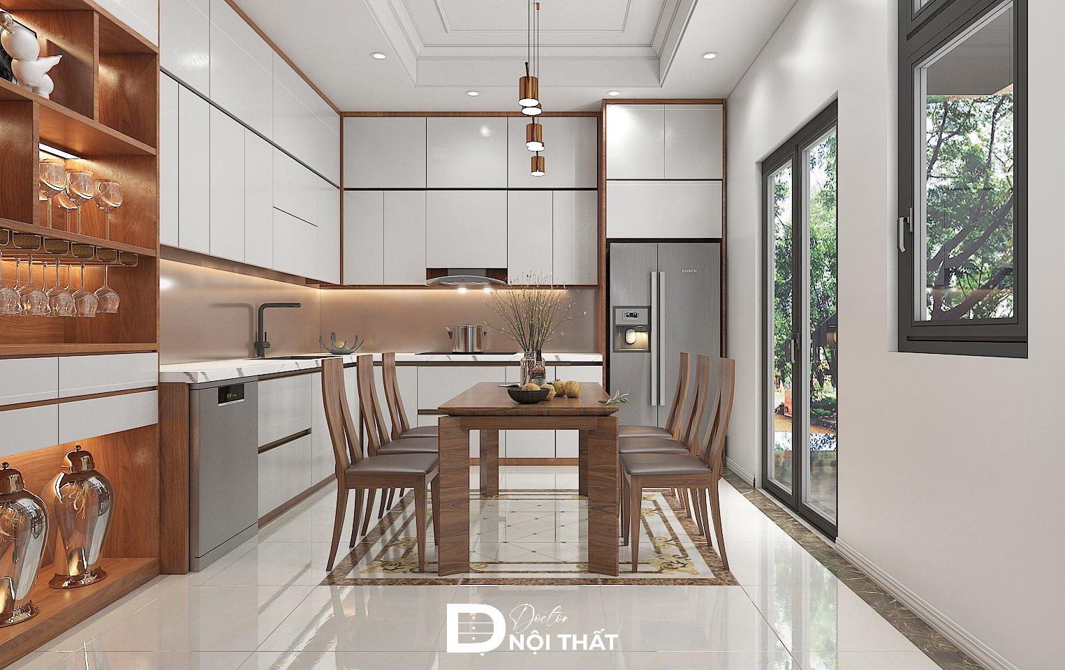Nhà bếp nhỏ hiện đại gây ấn tượng với hệ tủ bếp chữ L