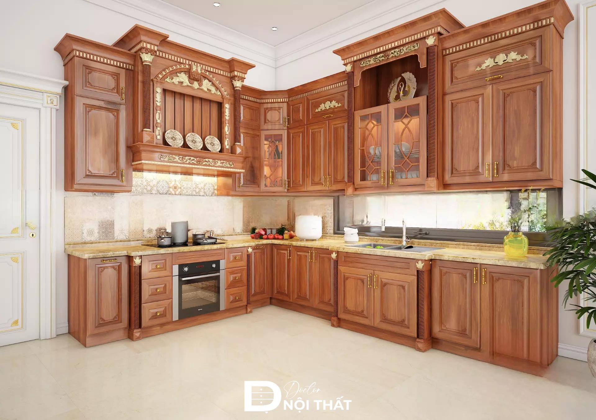 tủ bếp gỗ tự nhiên