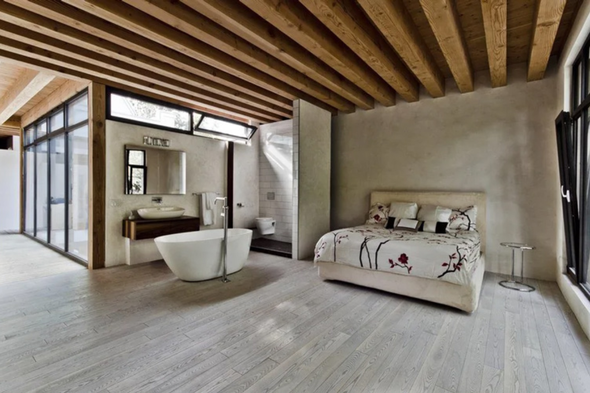 Thiết kế phòng ngủ diện tích 20m2 có nhà vệ sinh hiện đại (Ảnh: Sưu tầm)