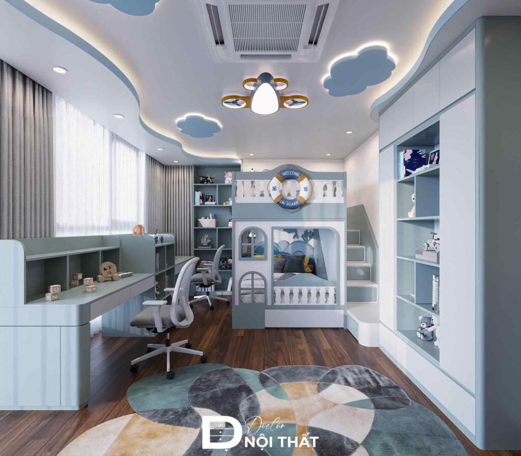 Dự án thiết kế nội thất phòng ngủ cho bé tại Ngoại Giao Đoàn - chị Hà