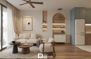 Thiết kế chung cư nội thất gỗ tự nhiên 3 phòng ngủ 65m2