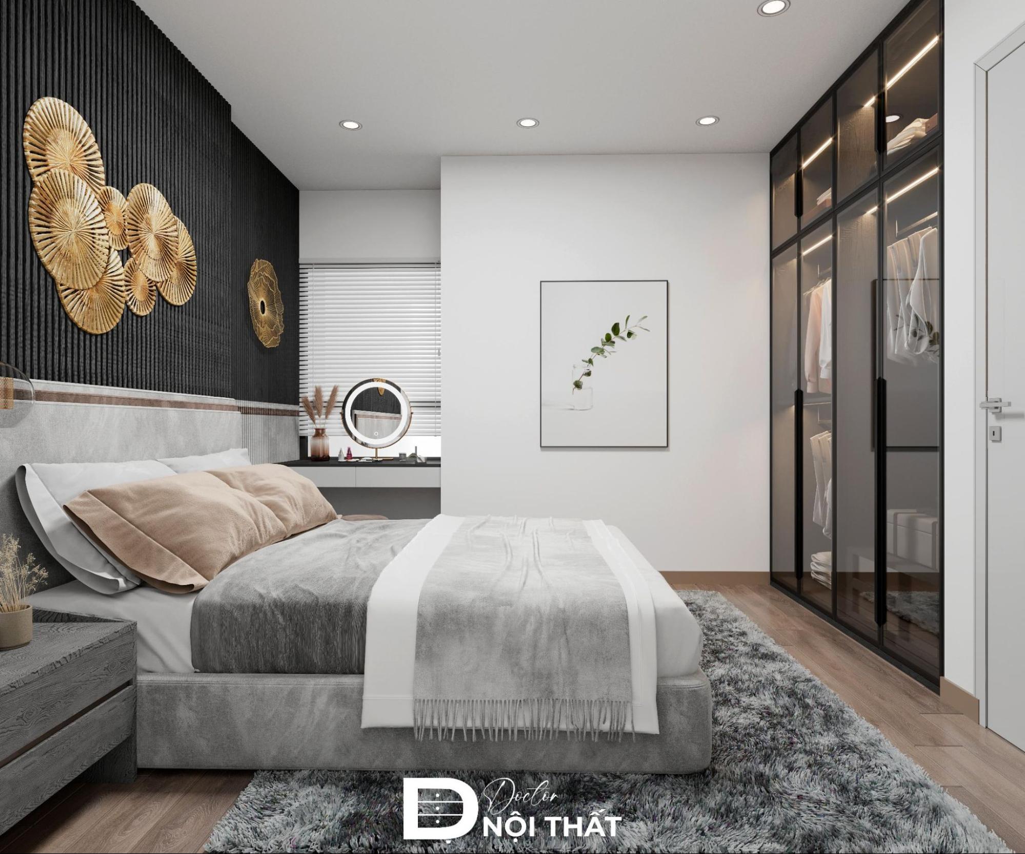 Mẫu thiết kế phòng ngủ 7m2 cho vợ chồng với đầy đủ tiện nghi