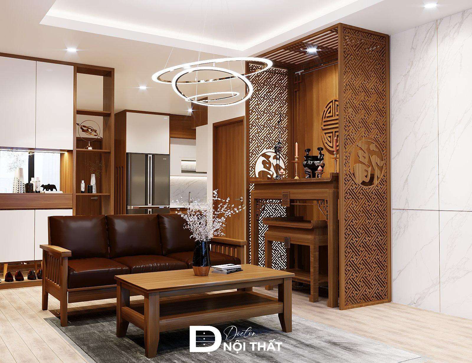 Mẫu thiết kế phòng thờ trong phòng khách tối ưu diện tích