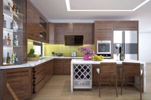 tủ bếp gỗ óc chó