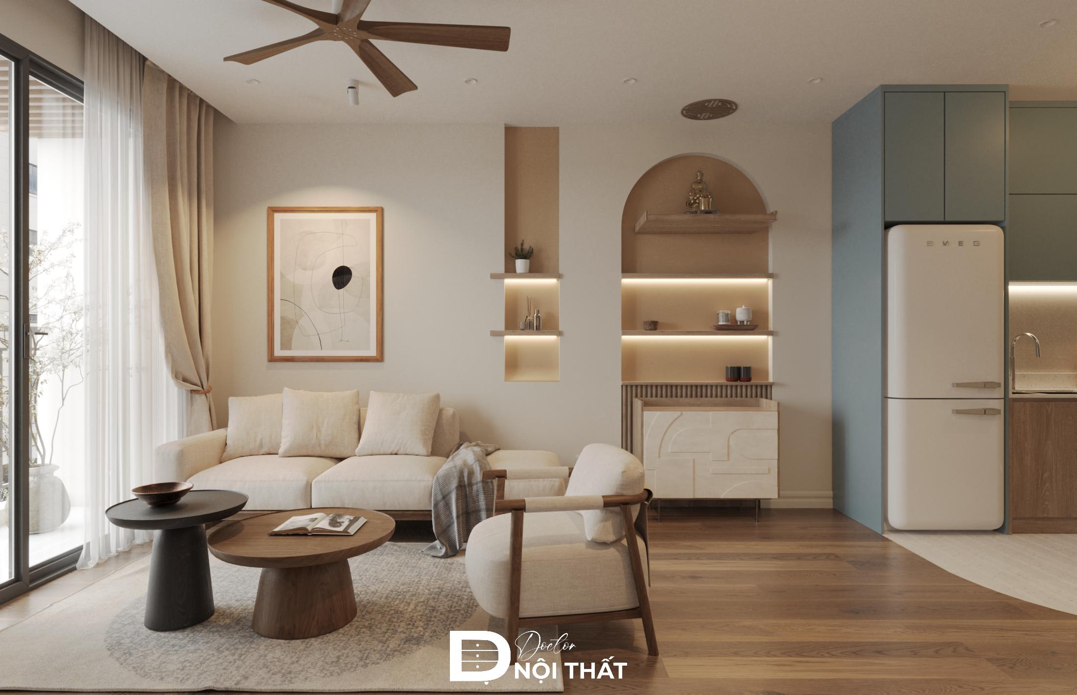 Thiết kế nội thất chung cư 2 phòng ngủ