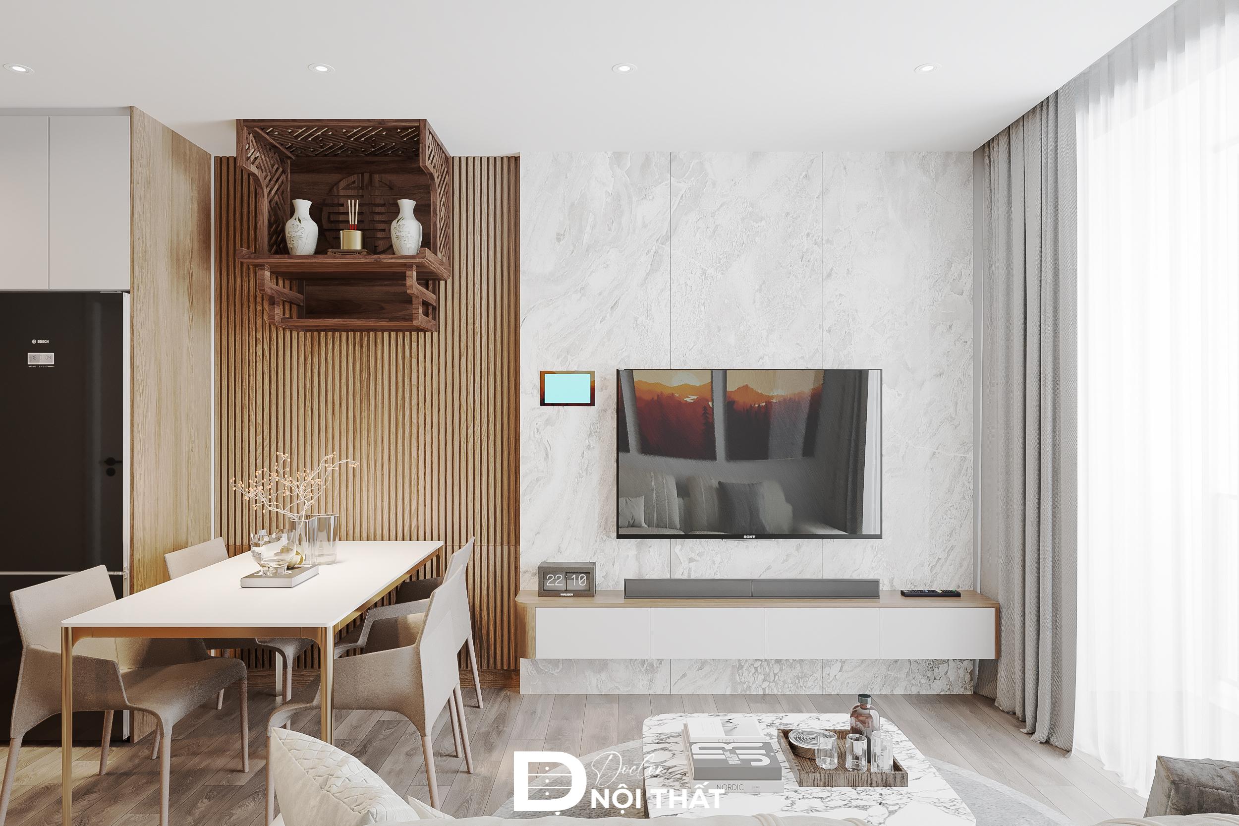 Mẫu thiết kế nội thất chung cư 2 ngủ đẹp, tận dụng tối đa ánh sáng tự nhiên