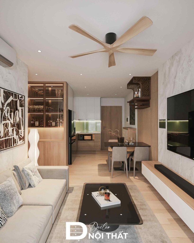 Thiết kế nội thất chung cư 64m2 2 phòng ngủ tại Thanh Xuân - chị Châu