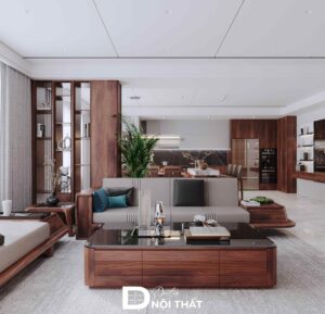Dự án thi công nội thất gỗ óc chó biệt thự 200m2 tại Đông Anh