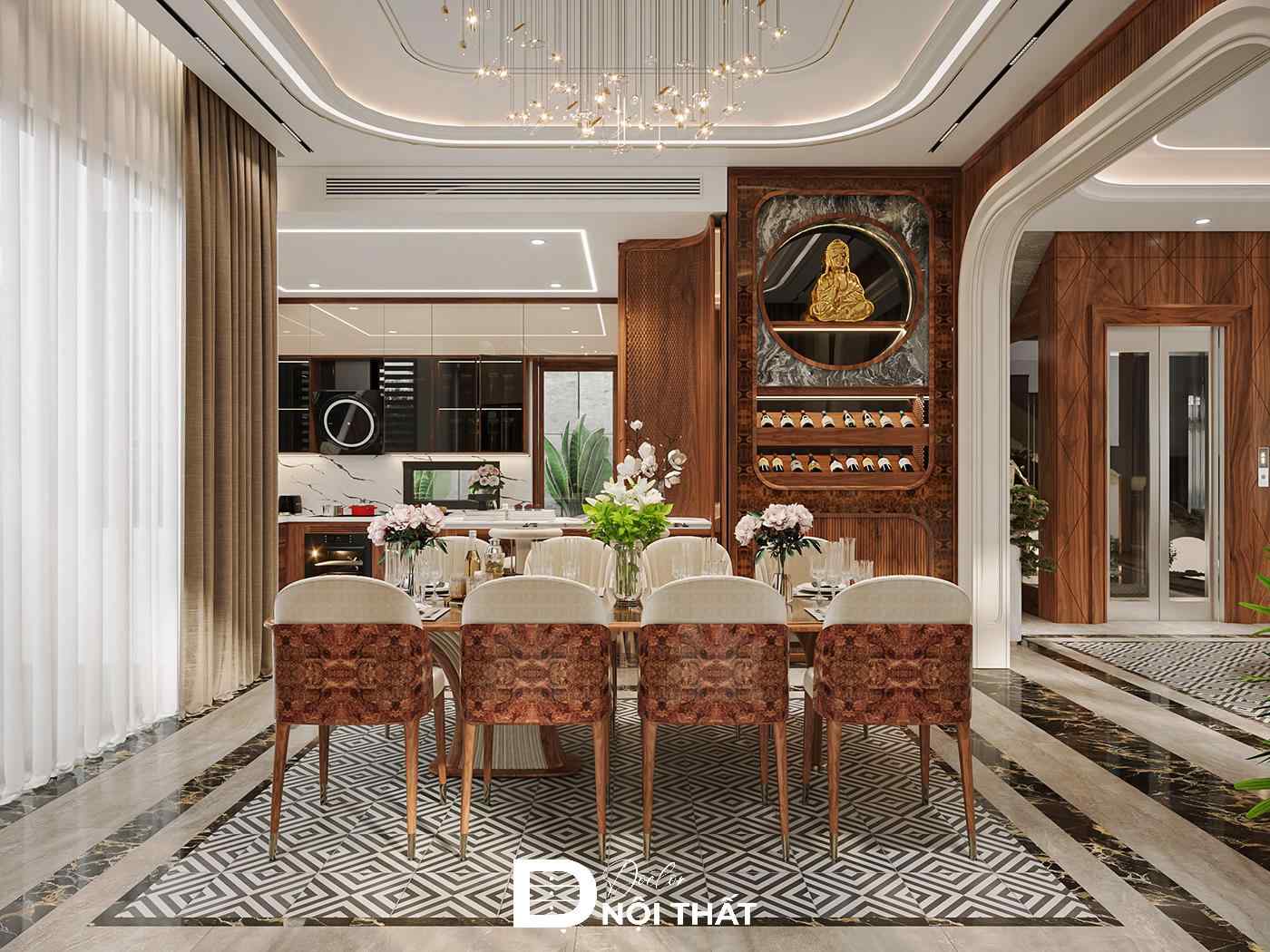Bộ bàn ghế ăn gỗ óc chó đáp ứng nhu cầu sử dụng cho cả gia đình