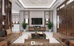 Dự án thiết kế thi công nội thất nhà phố full gỗ óc chó