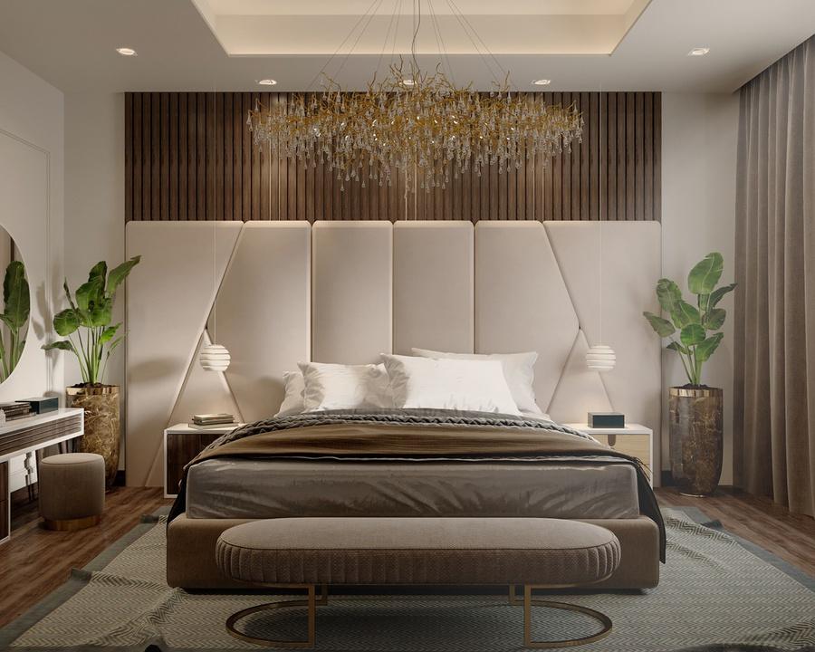 Đệm mút cao su trang trí đầu giường tone màu be trắng (nguồn: sưu tầm)