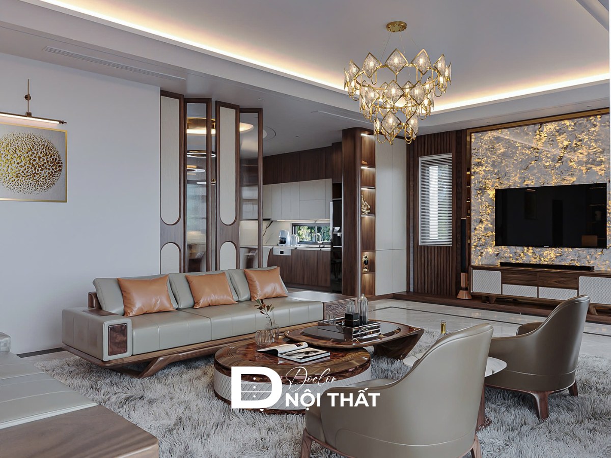 Mẫu thiết kế phòng khách 25m2 đẹp, hiện đại và khoa học