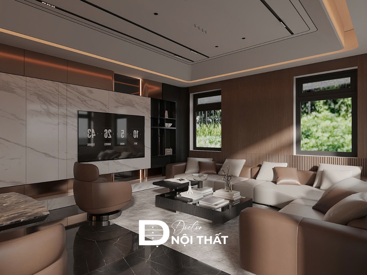 Mẫu thiết kế phòng khách 25m2 đẹp, hiện đại và khoa học