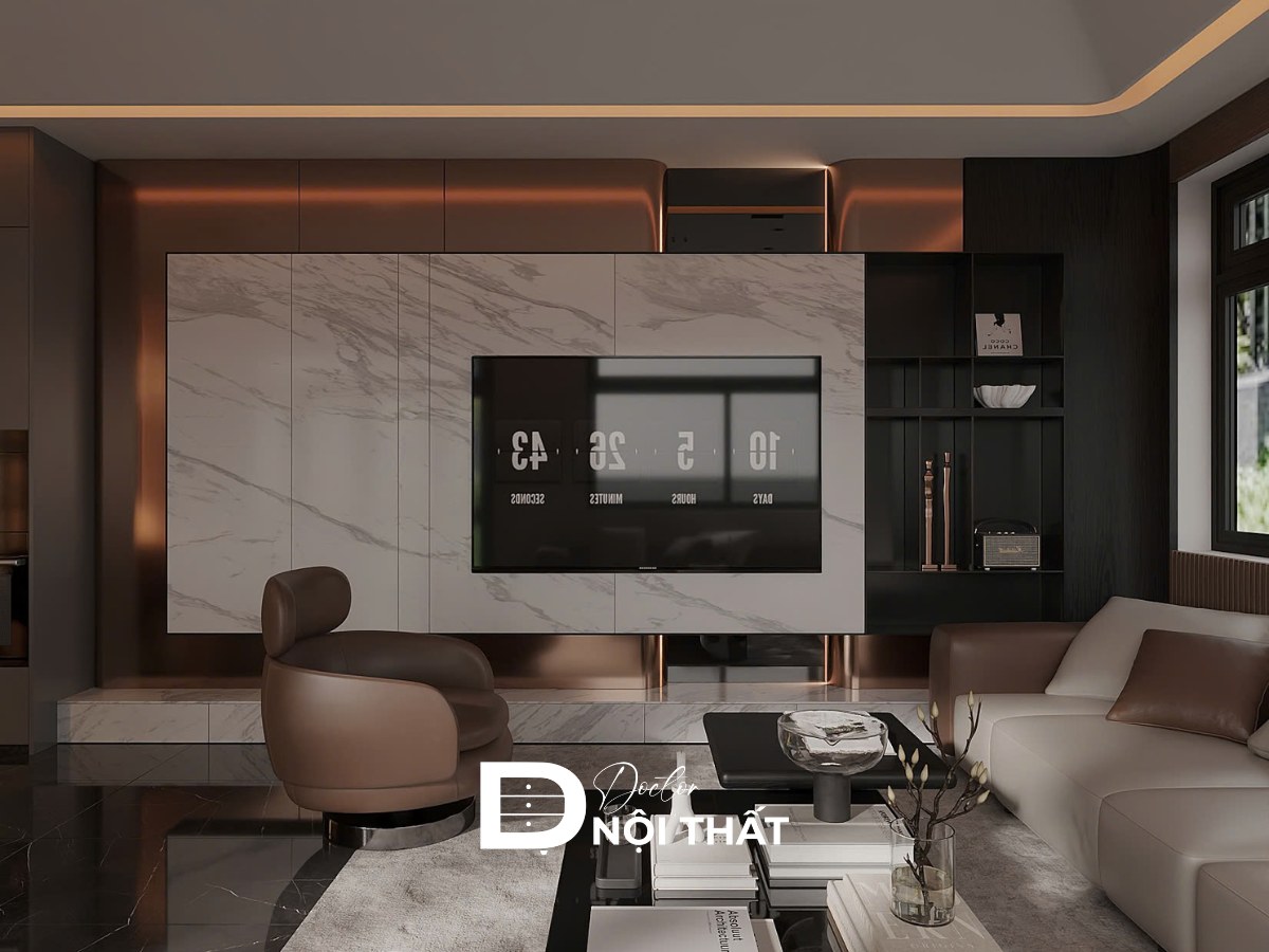 Mẫu thiết kế phòng khách 25m2 đẹp, hiện đại và khoa học