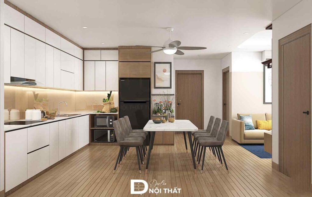 Thiết kế thi công nội thất chung cư 2 ngủ THT Newcity