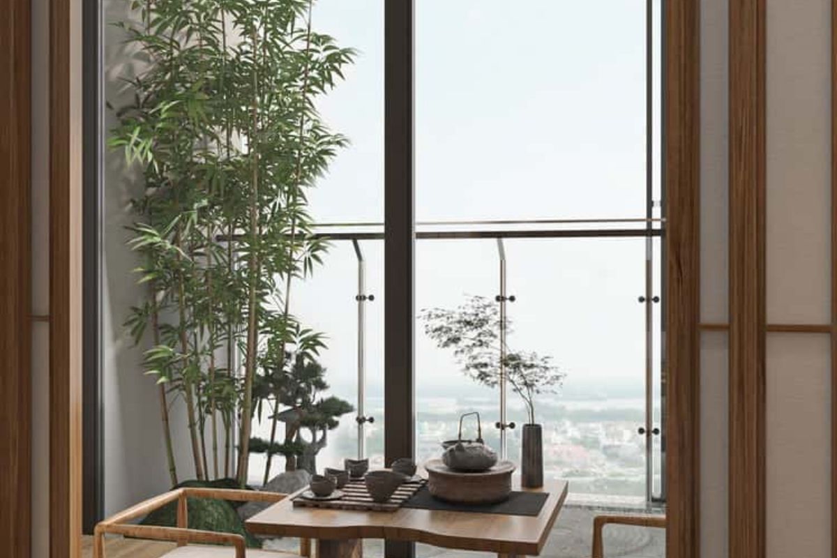 Góc trà đạo mang phong cách đơn giản