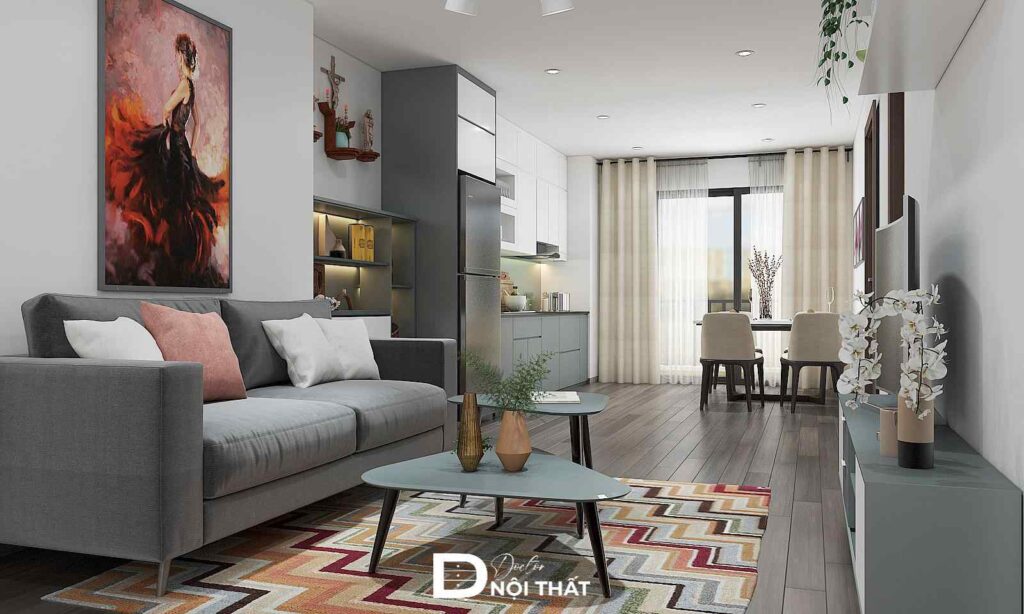 Dự án thiết kế nội thất chung cư 69m2 Thăng Long Capital