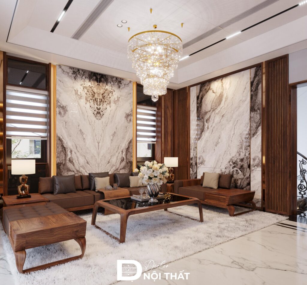 Dự án thiết nội thất nhà phố 120m2 gỗ tự nhiên đẳng cấp