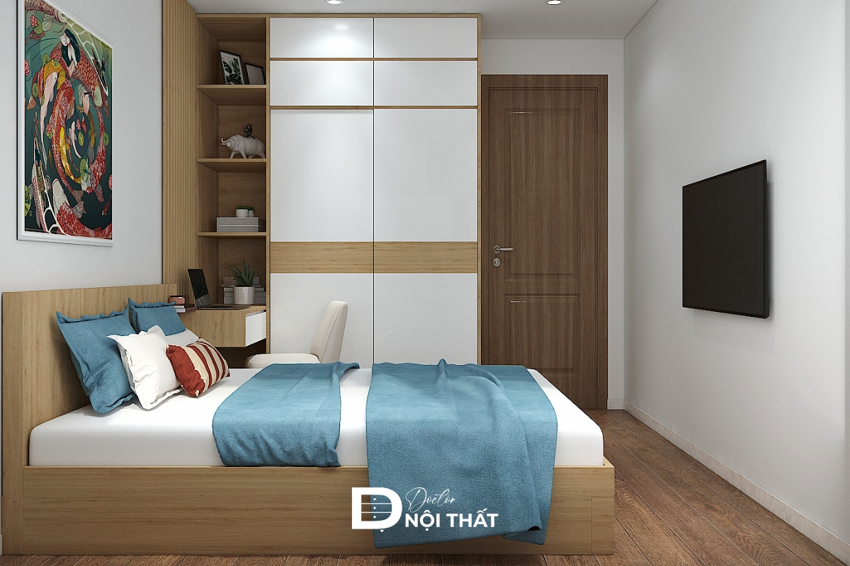 Phòng ngủ 10m2 nội thất gỗ