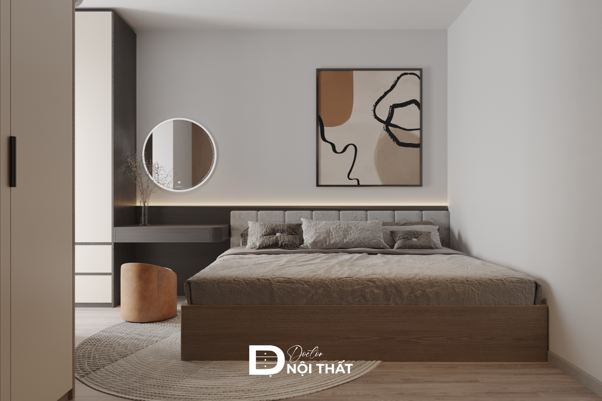 Mẫu phòng ngủ 10m2 cho vợ chồng đẹp với gam màu trung tính