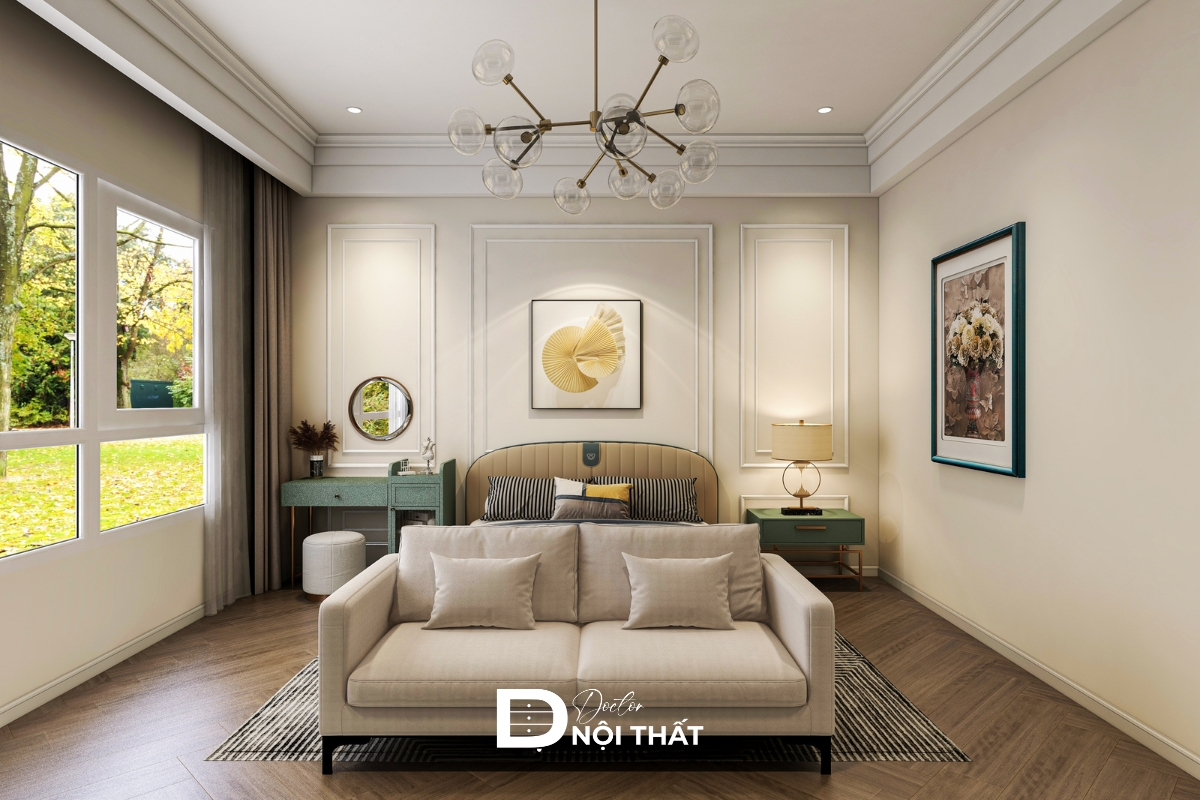 Phong cách tân cổ điển thường sử dụng các màu sắc nhẹ nhàng, tươi sáng