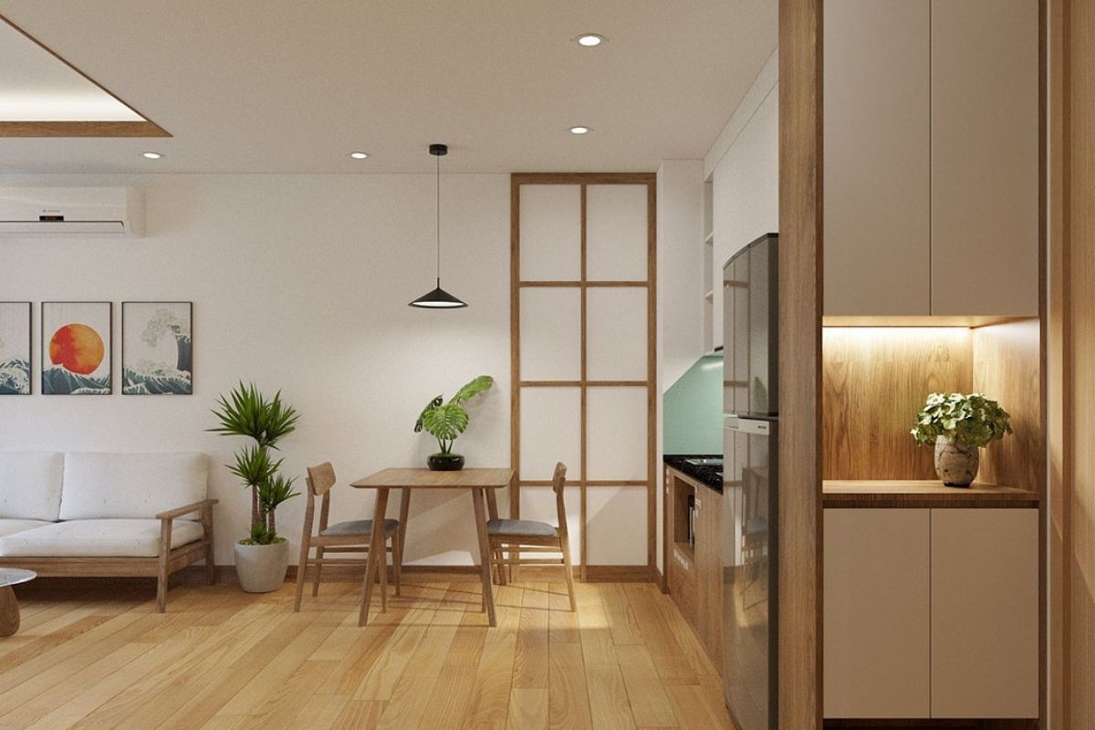Mẫu thiết kế nội thất chung cư Nhật Bản đẹp gỗ tự nhiên đẹp, sang trọng (nguồn: sưu tầm)