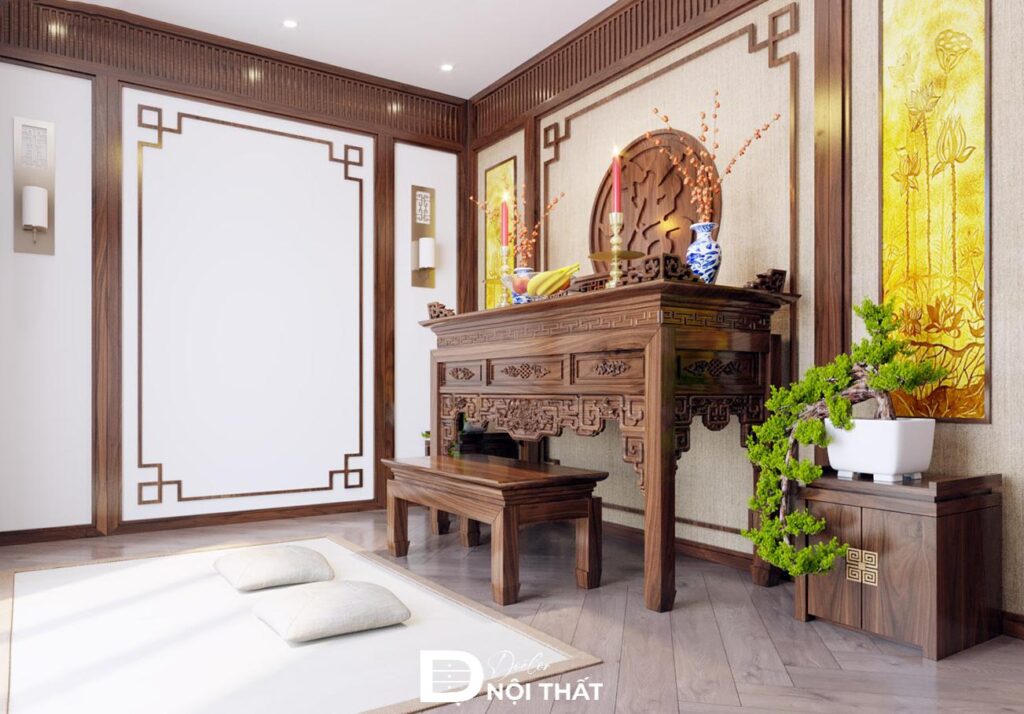 bàn thờ gỗ óc chó