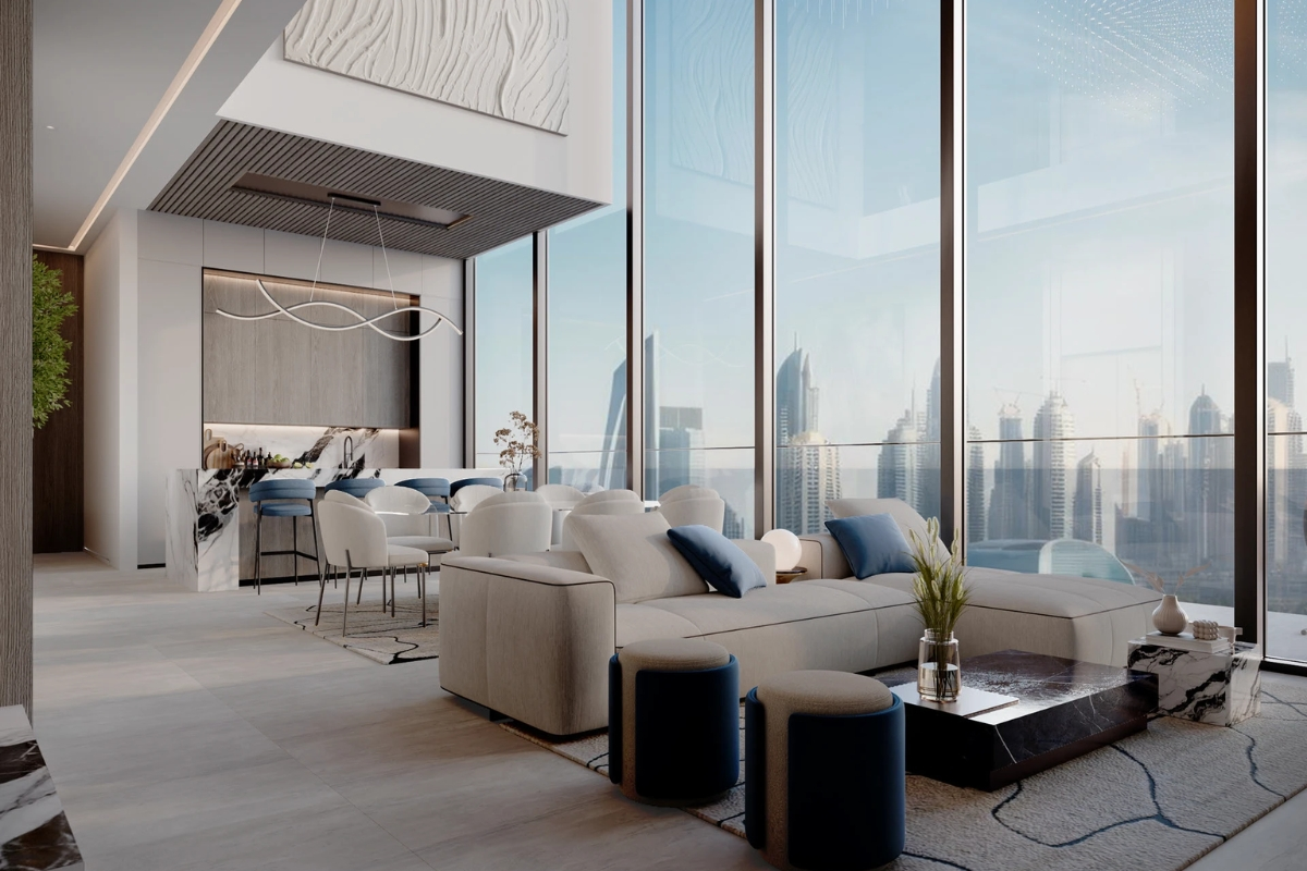 Thiết kế căn hộ Penthouse 160m2 với tường kính mở ra view triệu đô (Nguồn: Sưu tầm)