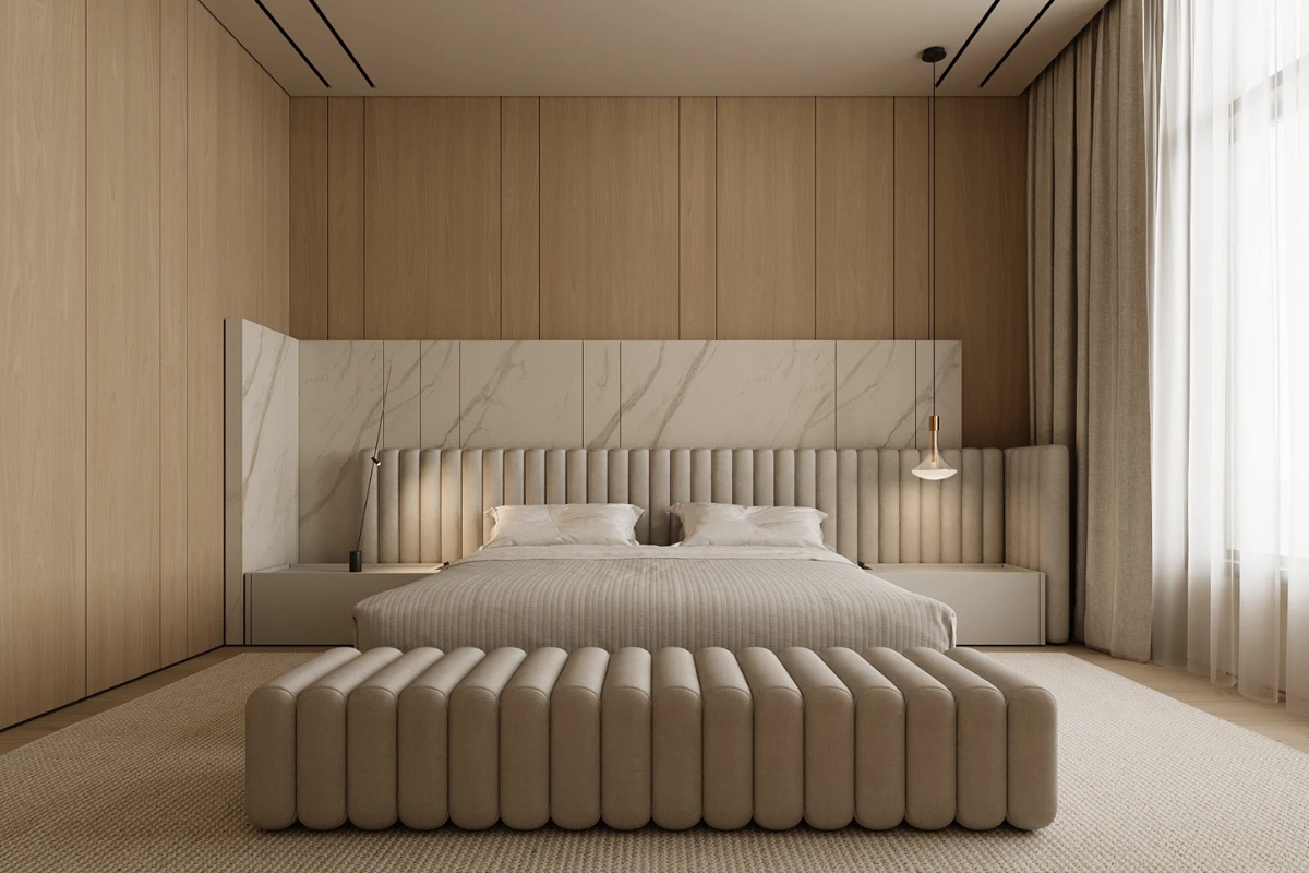 Phòng ngủ 30m2 sử dụng đồ nội thất có hình khối đơn giản (Nguồn: Sưu tầm)