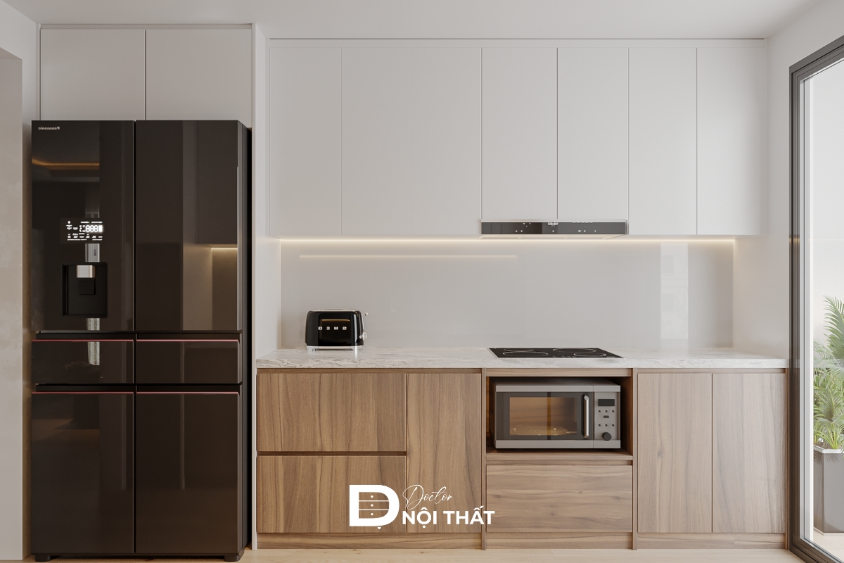 Nội thất gỗ nâu được sử dụng với sự hài hòa và cân đối
