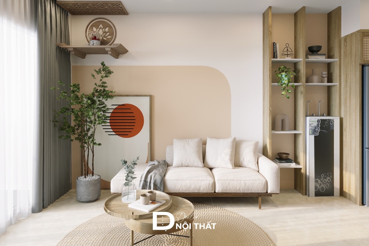 Thiết kế sử dụng bảng màu trung tính, tự nhiên để tạo cảm giác hài hòa