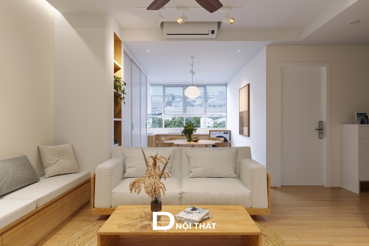 Căn hộ 77m2 1 phòng ngủ được thiết kế theo phong cách tối giản